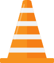 Here's an alt tag for the image: Orange traffic cone with white stripes.